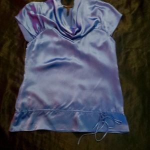 BCBGMAXAZRIA  Swoop Neck Silk Blouse